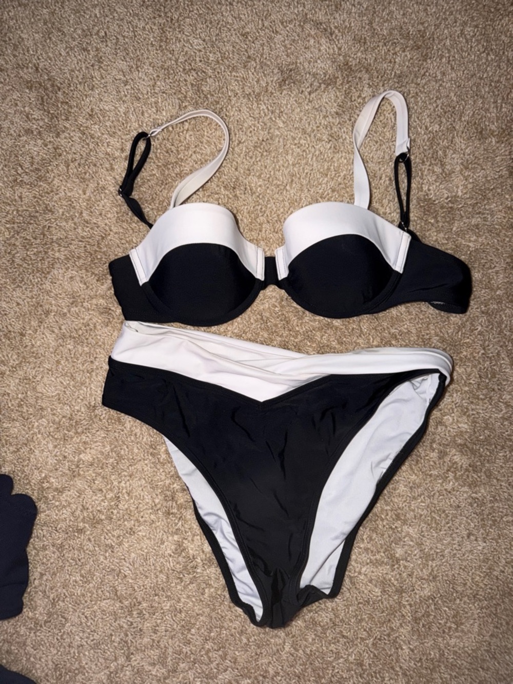 Cupshe Black and White Two-Piece Bikini Set